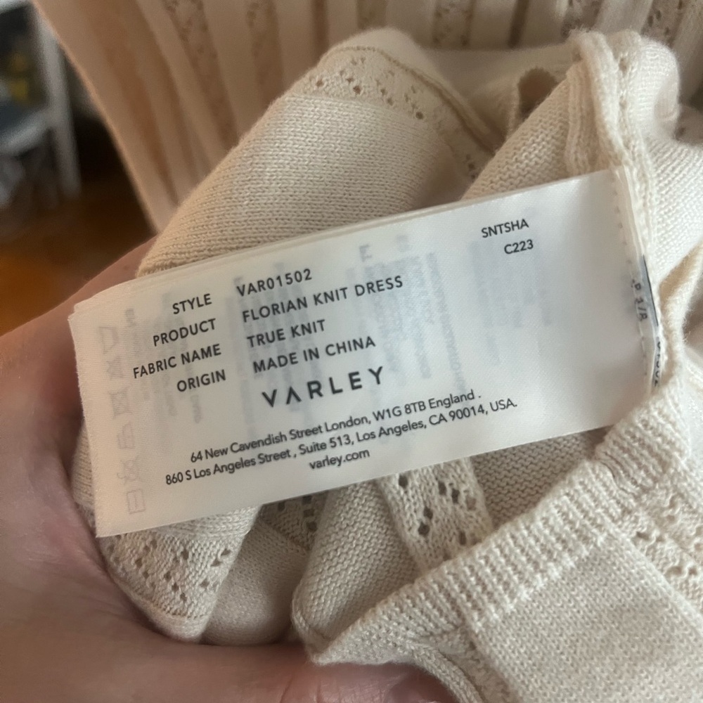 Varley Florian Knit Dress, Size Medium, Cream color - Picture 6 of 8